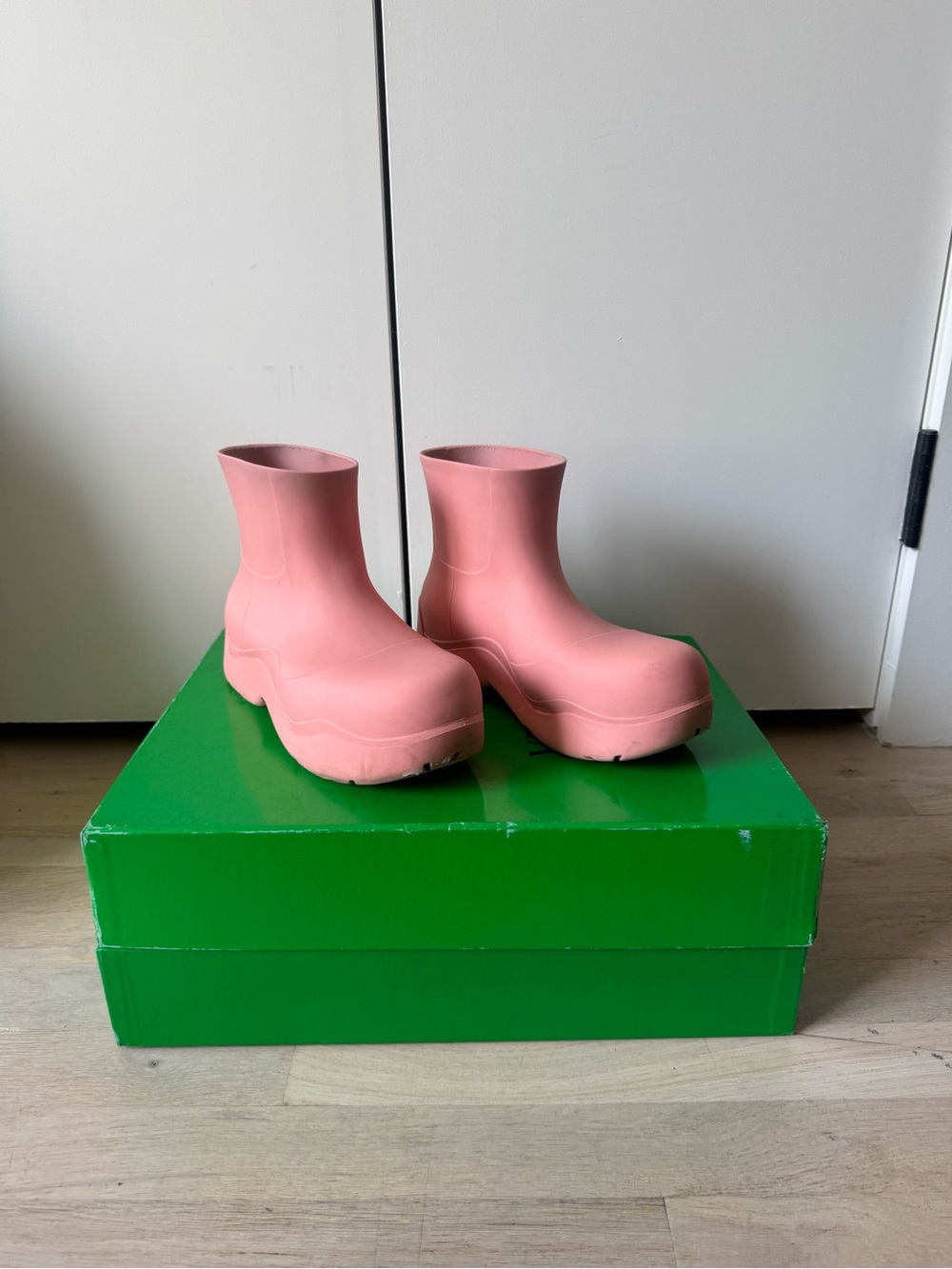 Bottega Veneta Pink Puddle Rubber Ankle Boots